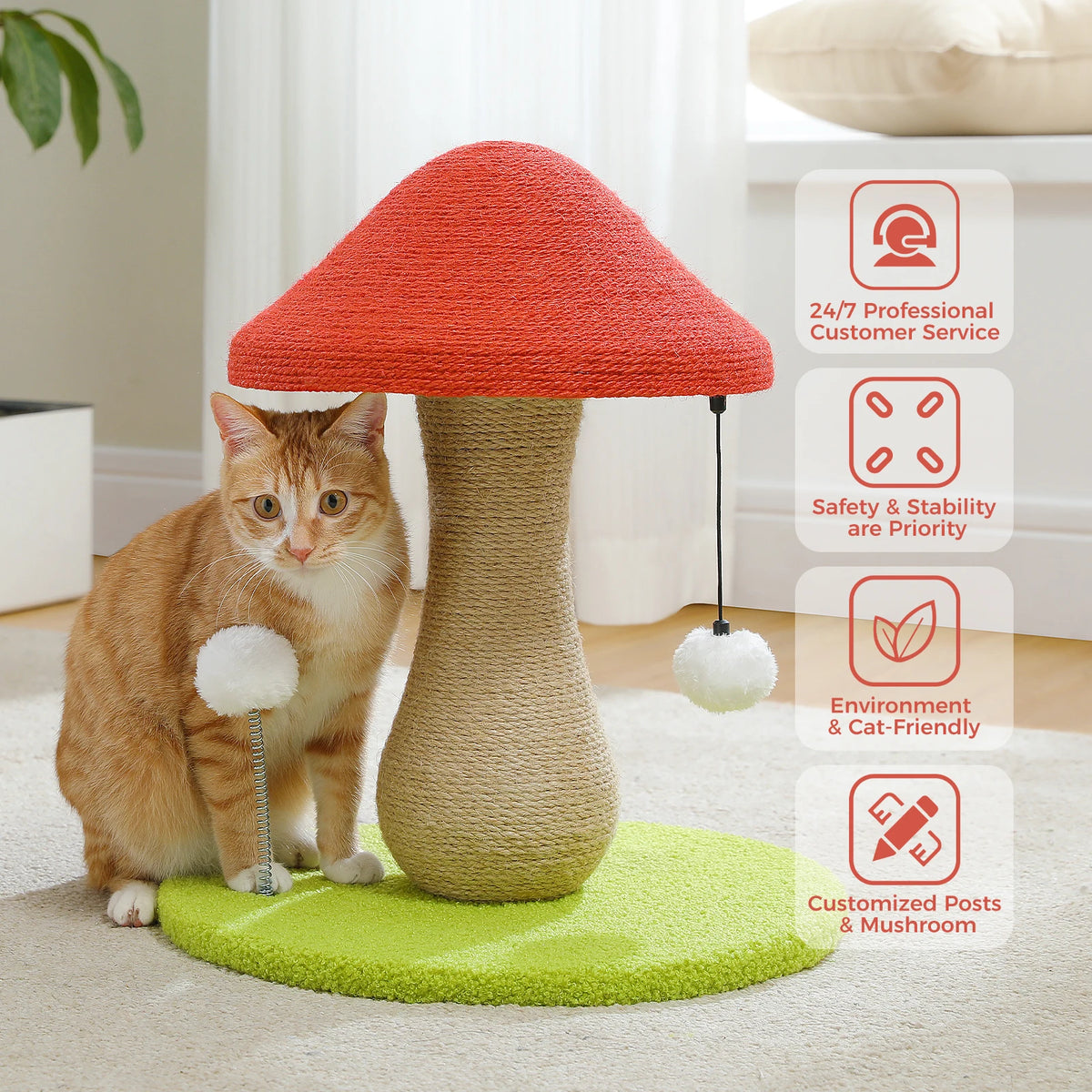 Mushroom Sisal Cat Scratching Post — photo 4 of 7