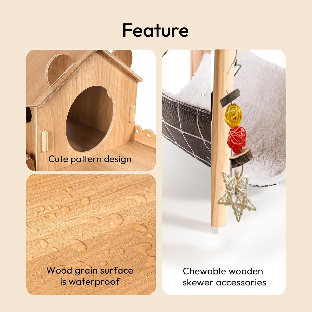 Three-In-One Wooden Guinea Pig Hideout — photo 4 of 7