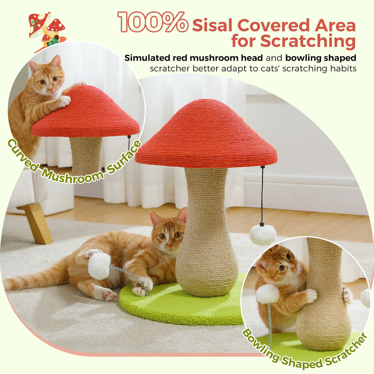 Mushroom Sisal Cat Scratching Post — photo 7 of 7