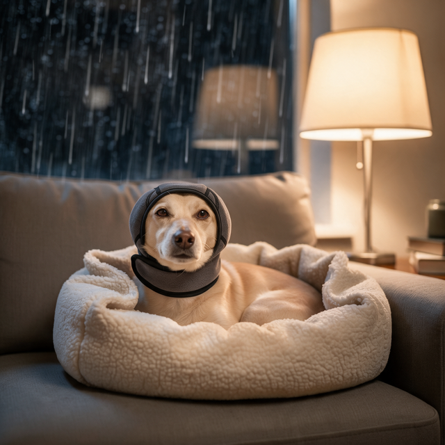 PawQuiet by Kivora Pets — soft hood covering the dog's ears